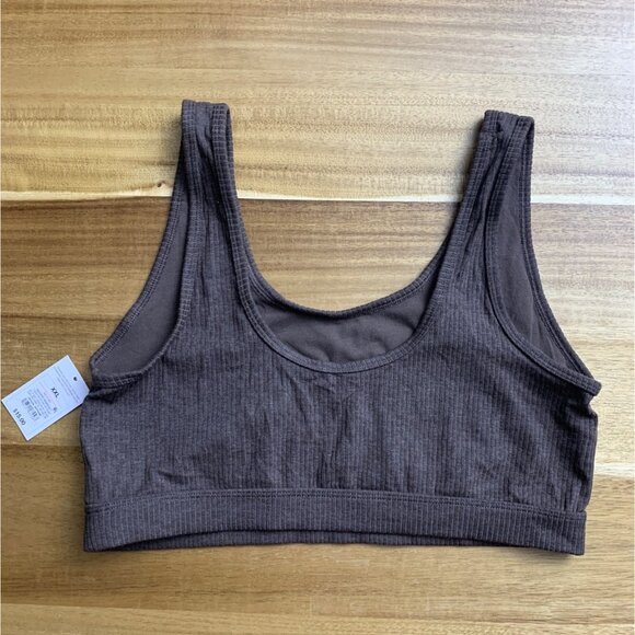 Auden Womens Brown Ribbed Unlined Scoop Neck Bralette Size XXL - Picture 3 of 8